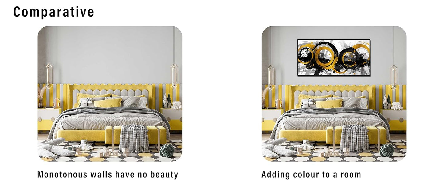 Abstract Canvas Wall-Art for Living Room - Abstract Wall Decor for Bedroom with Black Wooden Frames Size 24"x 48"