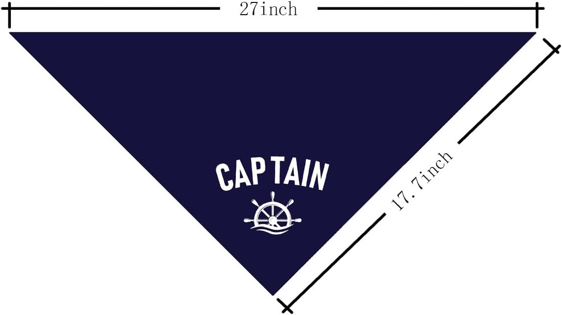 Captain Dog Bandana, Dark Blue Dog Bandana, Summer Bandanas for Dogs, Funny Dog Bandana, Dog Bandana for Small Medium Large Dogs, Pet Dog Triangle Scarf, Dog Scarf Accessories (D12)