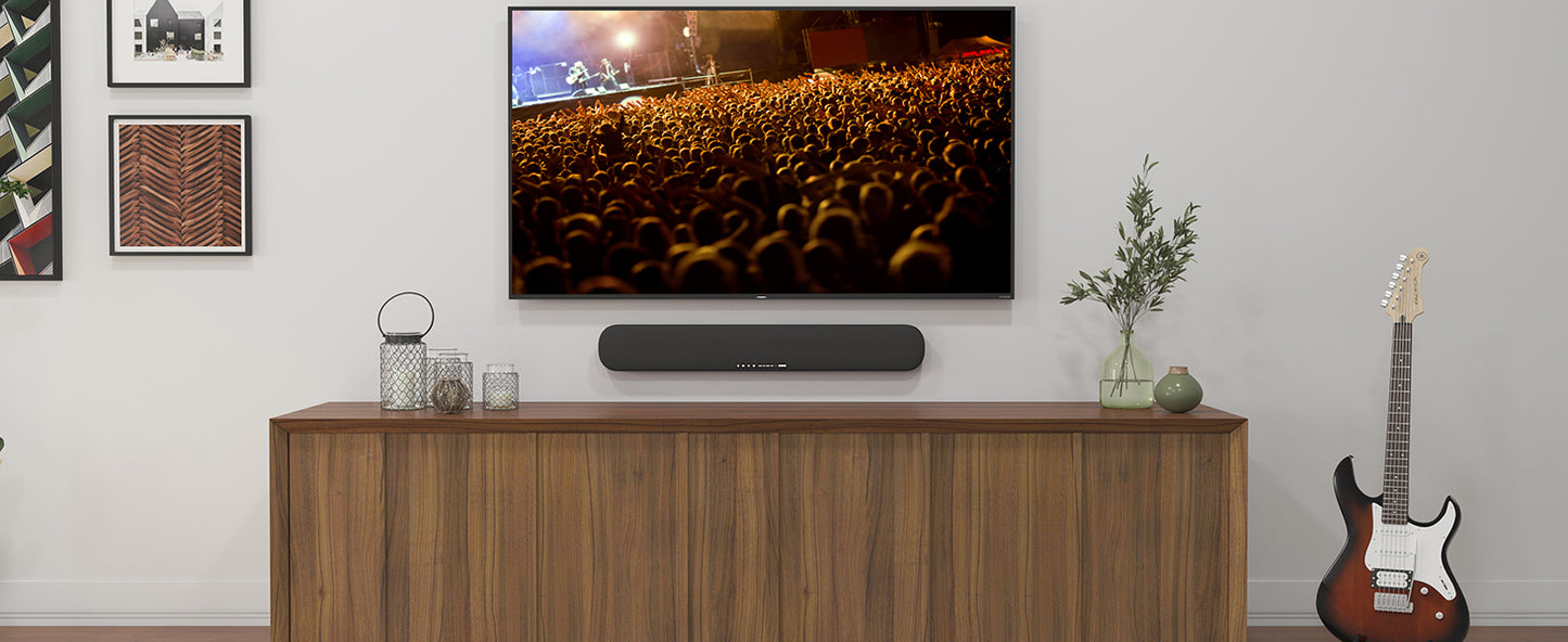 Yamaha Audio SR-B20A Sound Bar with Built-in Subwoofers and Bluetooth, Black