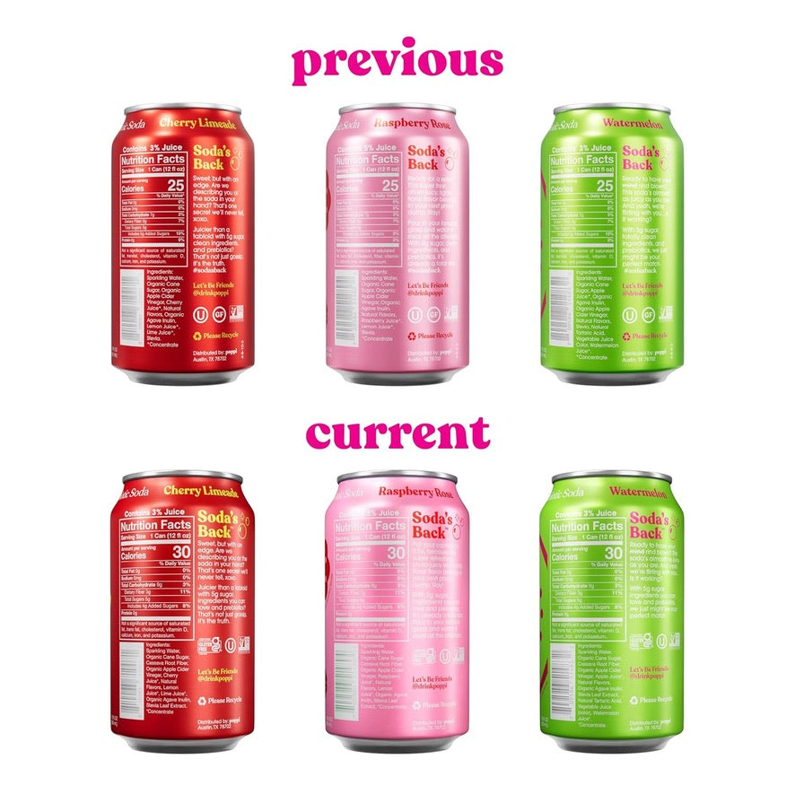 Poppi Sparkling Prebiotic Soda Beverage with Apple Cider Vinegar, Seltzer Water and Fruit Juice, Fun Favorites Variety Pack, 12 Fl Oz, Pack of 12, Packaging May Vary