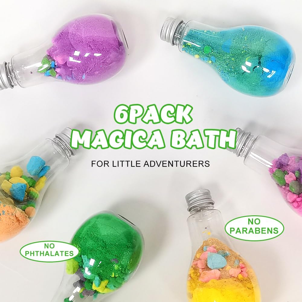 6 Pack Large Bath Bombs Toy Gift Set for Kids, Surprise Experience, Nontoxic, Colorful Fizzy Fun, Bubble Bath STEAM Science Educational Kit, for 3+ Year Old Boys and Girls Gift Sets