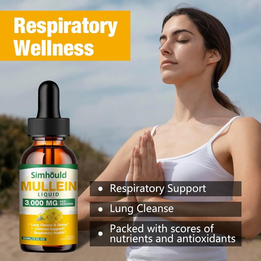 2 Pack Mullein Tincture - 3000mg Organic Mullein Leaf Extract for Lung Detoxification and Respiratory Lung Health, Natural Supplement, Digestive Support and Immune Booster, Vegetarian, 4 oz.