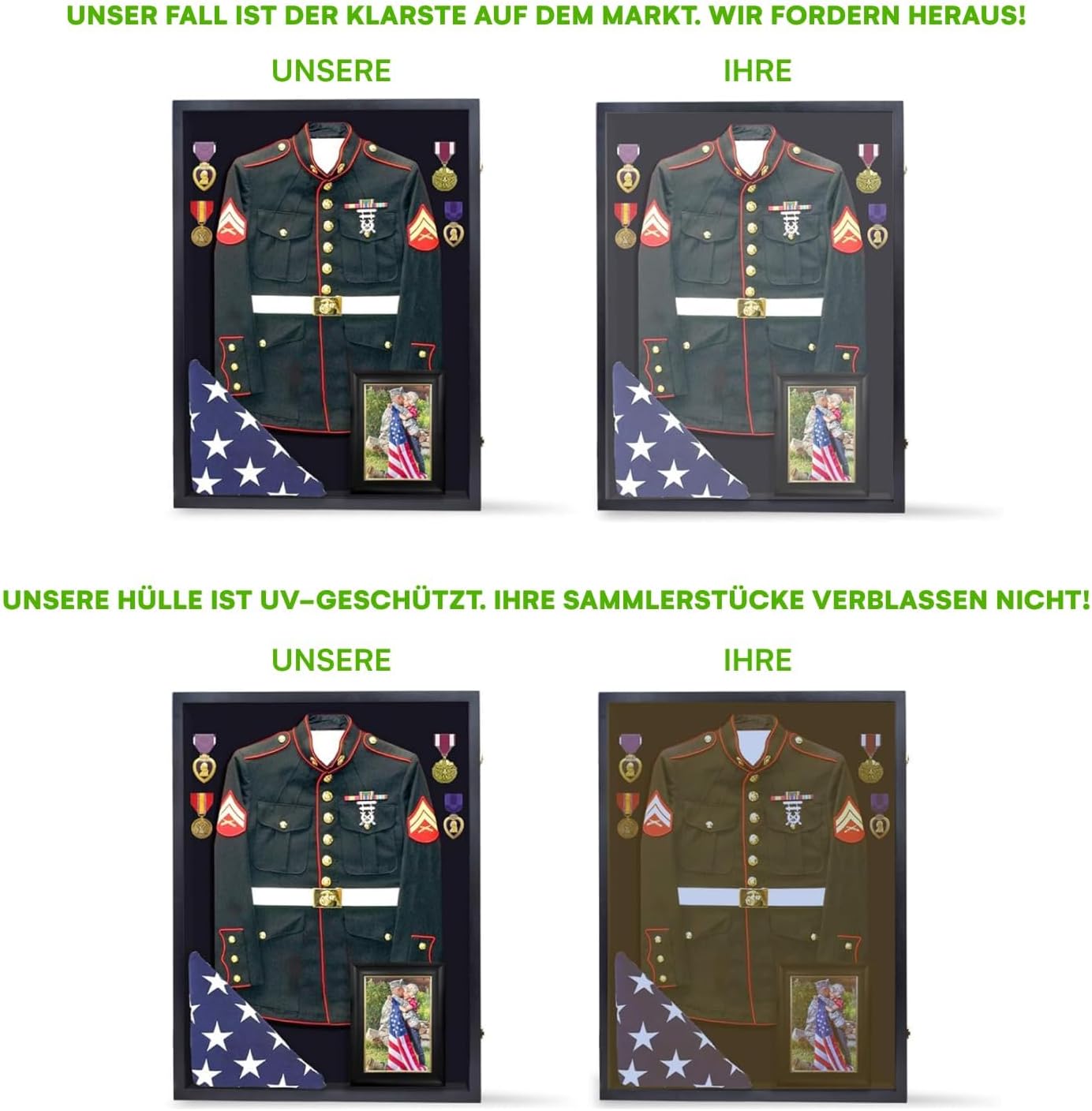 Flybold Shadow Box Frame for Military Uniform, Wedding Dress, or Jersey - Display Case with 92% Clear View, UV Protection, Velvet Lining, and Anti-Theft Locks - 36x27in Black Jersey Frame Display Case