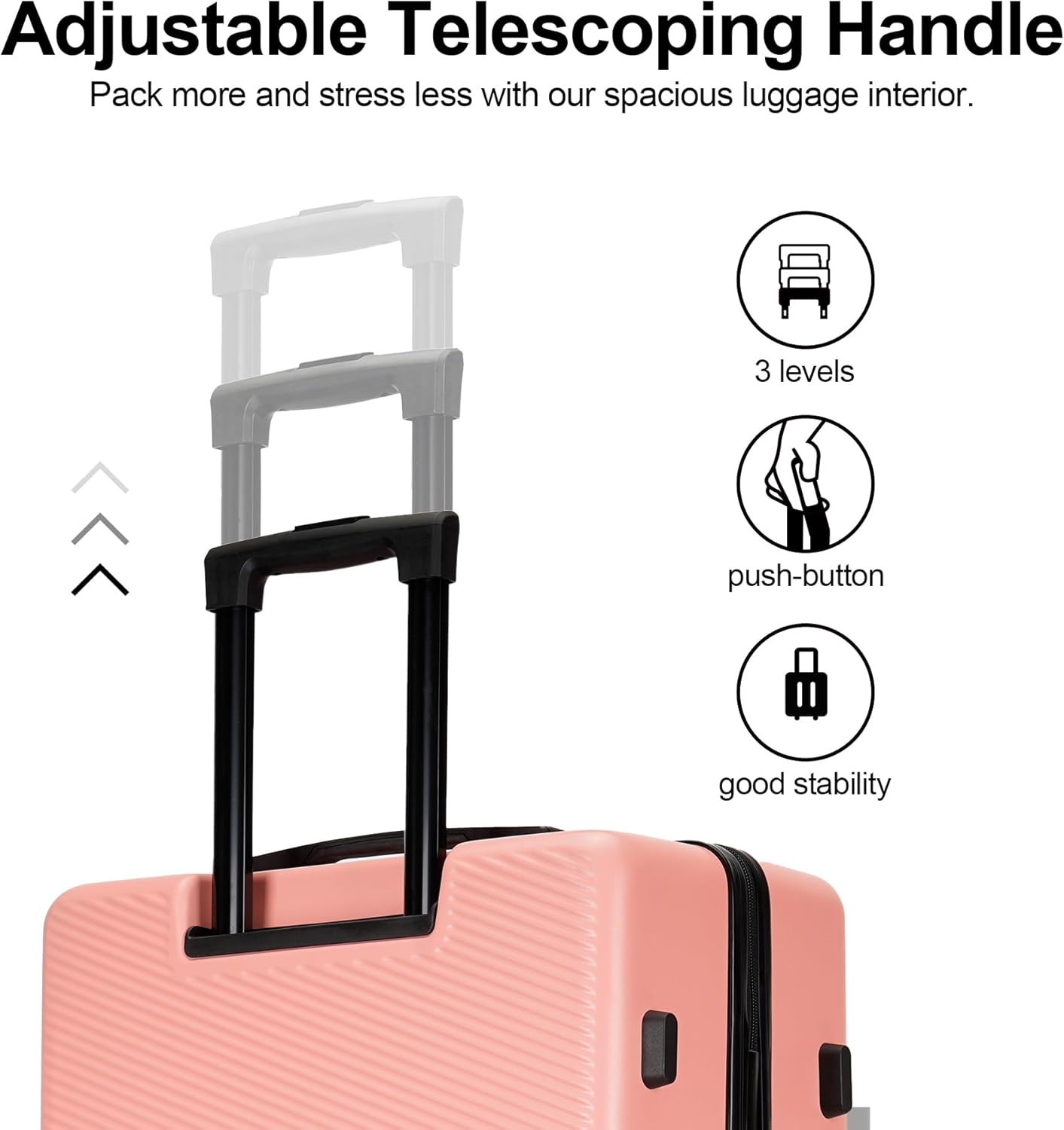 GinzaTravel 3 Piece Luggage Sets with Spinner Wheels,Hard Suitcases with Wheels,Travel Luggage,Red, Pink, OD-Z2020