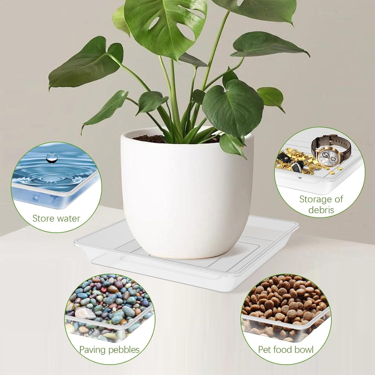 TAQIXI 6 Pack Square Clear Plant Saucer