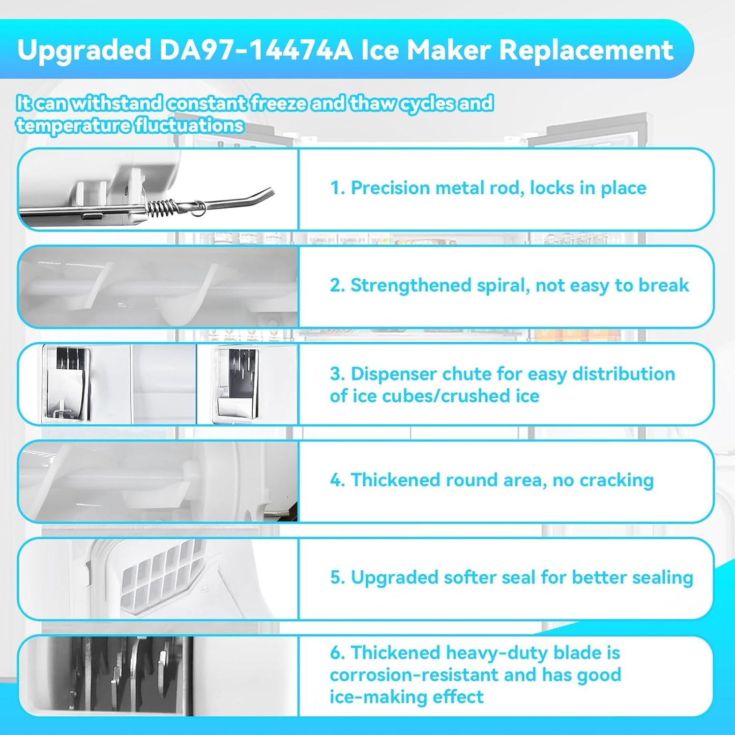 Upgraded DA97-14474A DA97-14474C-Refrigerator-Ice-Bucket-Tray-Assembly Replace AP6034185, DA97-12604D, DA97-21040A,Fit for Samsung RF25, RF26, RF28, RF263, RF265 Some Refrigerator Not Fit All