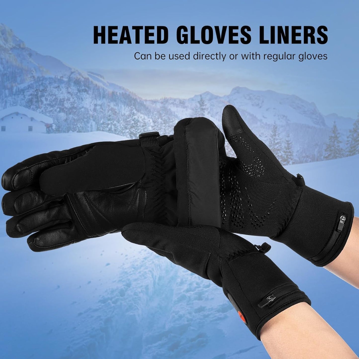 Heated Gloves Liners for Women Men, Rechargeable Electric Battery Thin Heated Work Gloves for Raynaud, Winter Warm Glove Liners for Driving Working(Sliver,L