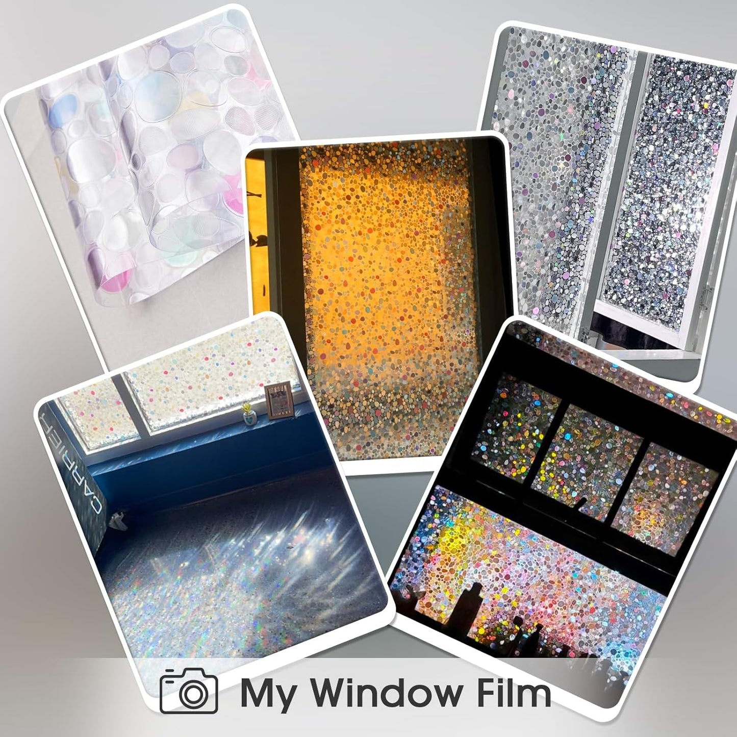 Viseeko Stained Glass Window Privacy Film:3D Pebble Decorative Rainbow Film Easy Install Colored Window Cling Non-Adhesive UV Protection 35.4x157inch
