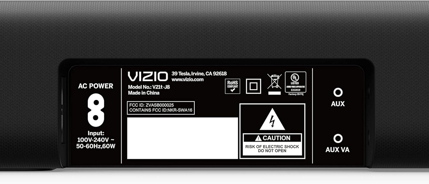 VIZIO V-Series 2.1 Compact Home Theater Sound Bar with DTS Virtual:X, Bluetooth, Wireless Subwoofer, Voice Assistant Compatible, Includes Remote Control