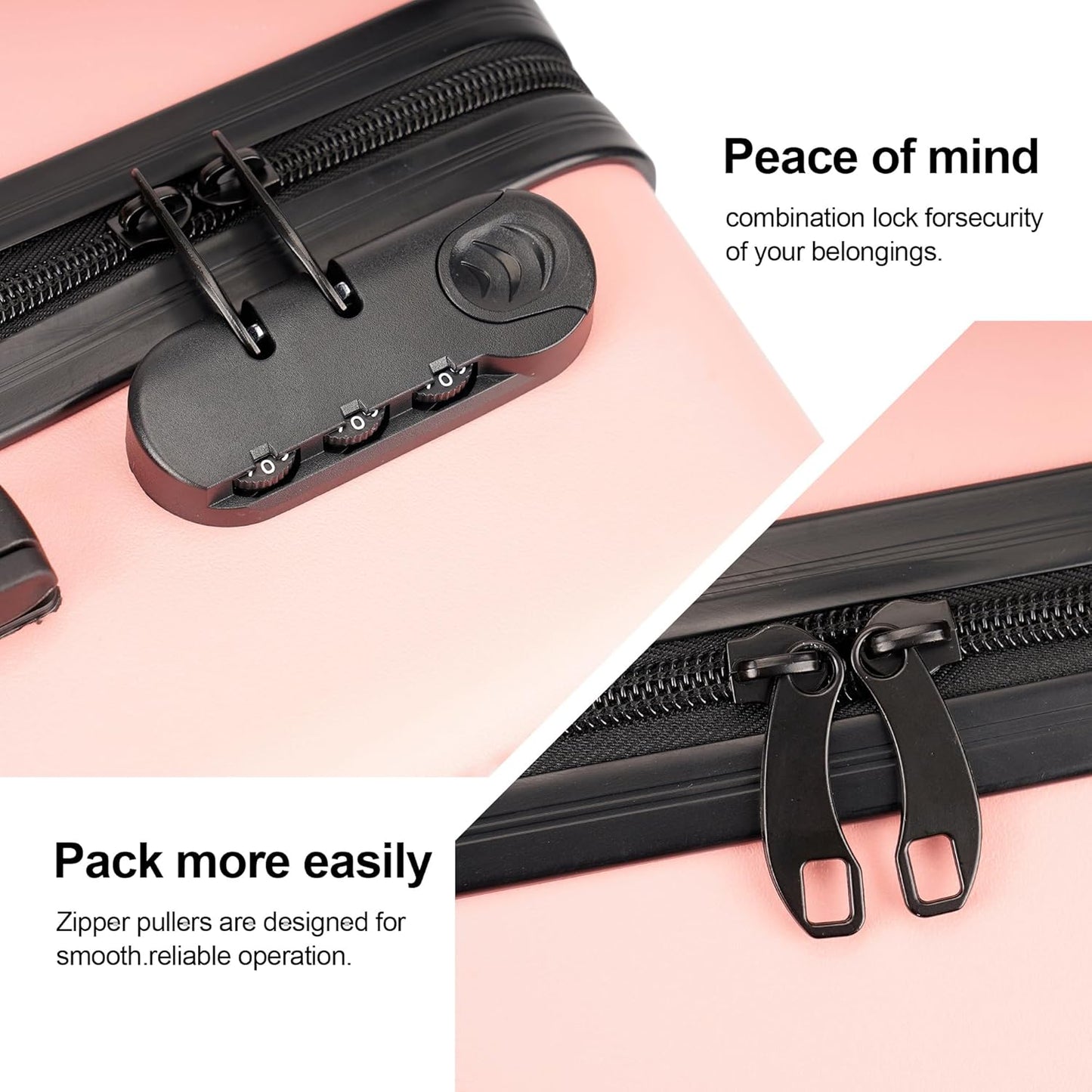 GinzaTravel 3 Piece Luggage Sets with Spinner Wheels,Hard Suitcases with Wheels,Travel Luggage,Red, Pink, OD-Z2020