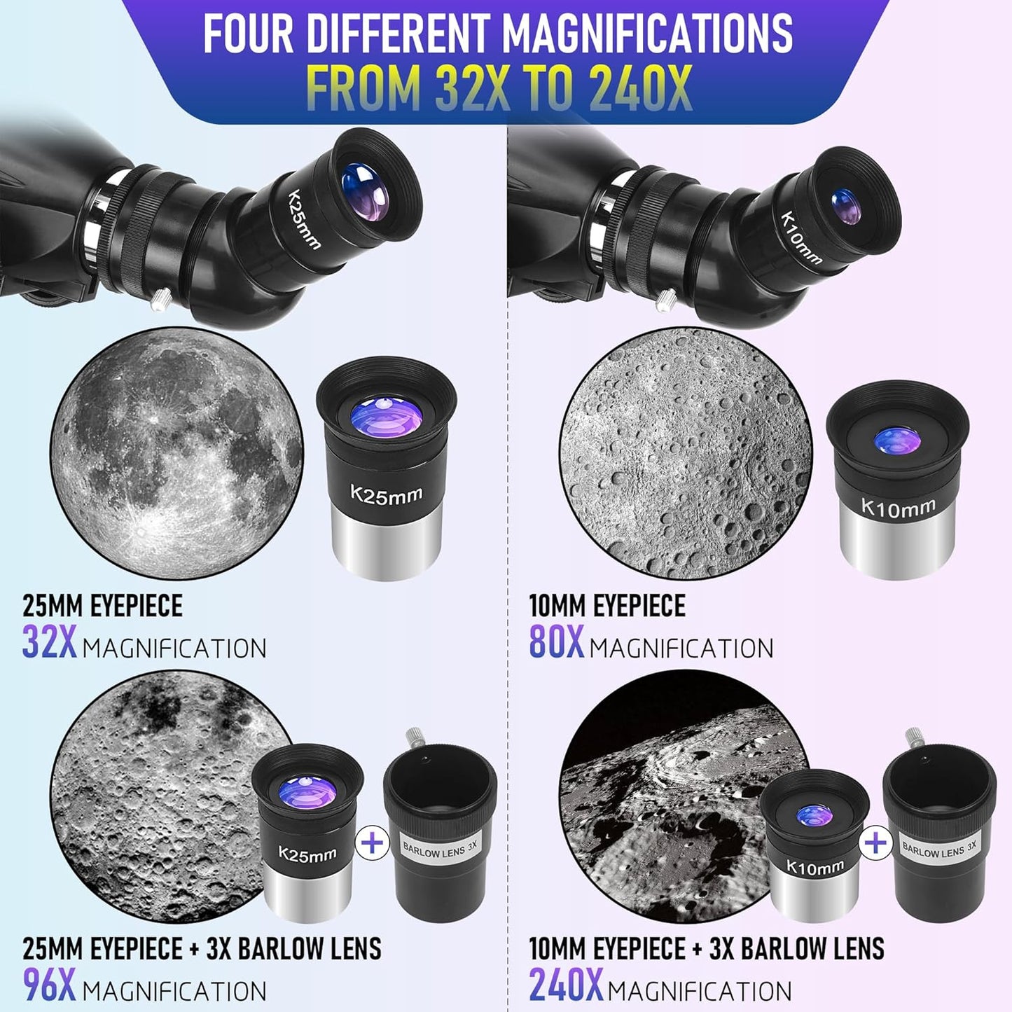 MEEZAA Telescope, Telescope for Adults High Powered Professional, 90mm Aperture 800mm Refractor Telescope for Astronomy Beginners Fully Multi-Coated with AZ Mount Tripod & Phone Adapter & Carry Bag