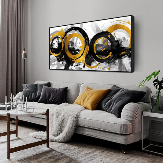 Abstract Canvas Wall-Art for Living Room - Abstract Wall Decor for Bedroom with Black Wooden Frames Size 24"x 48"