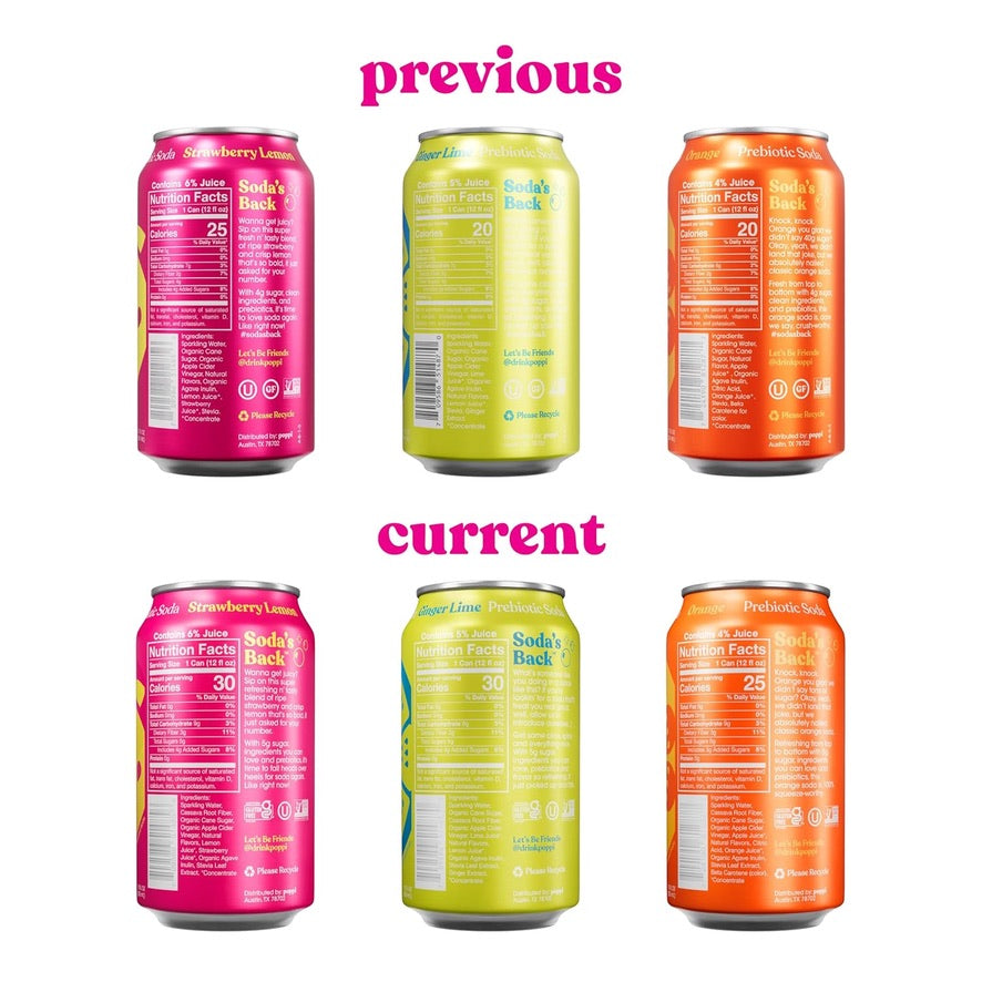 Poppi Sparkling Prebiotic Soda Beverage with Apple Cider Vinegar, Seltzer Water and Fruit Juice, Fun Favorites Variety Pack, 12 Fl Oz, Pack of 12, Packaging May Vary