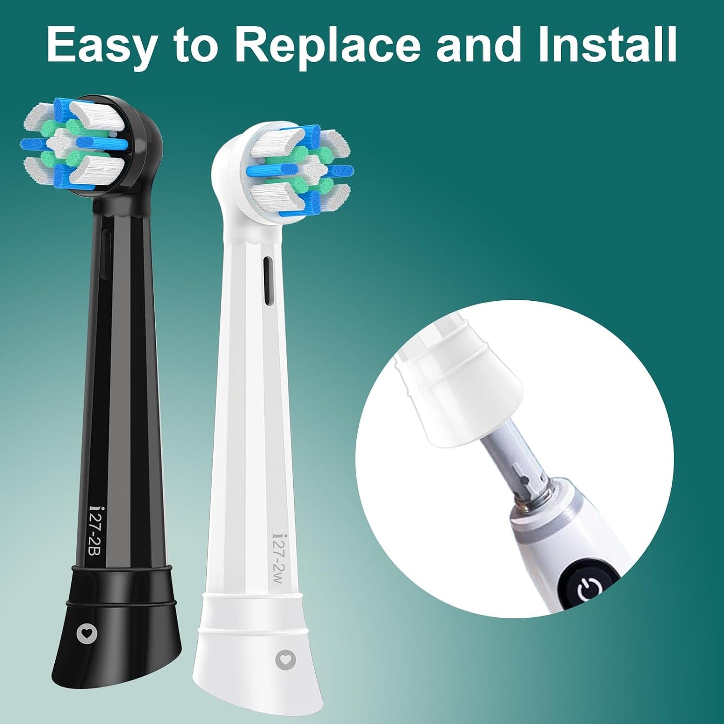12 Pack iO Replacement Heads Compatible with Oral B iO, for Oral B iO 2/3/4/5/6/7/8/9/10 Series Electric Toothbrushes, Medium Softness for Protect Teeth and Gums, White/Black