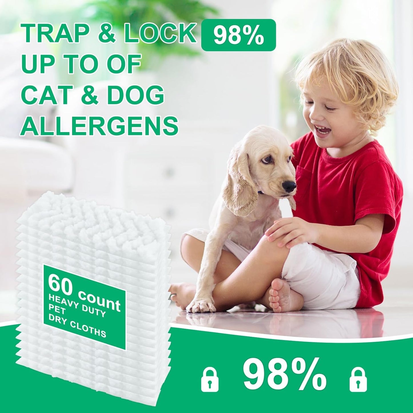 40 Count Dry Sweeping Cloths for Swiffer Sweeper Dry Cloth,Disposable Heavy Duty Pet Dust Hair Mop Pads Refills,Unscented Multi-Surface Cloth Refills for Wet&Dry Cleaning