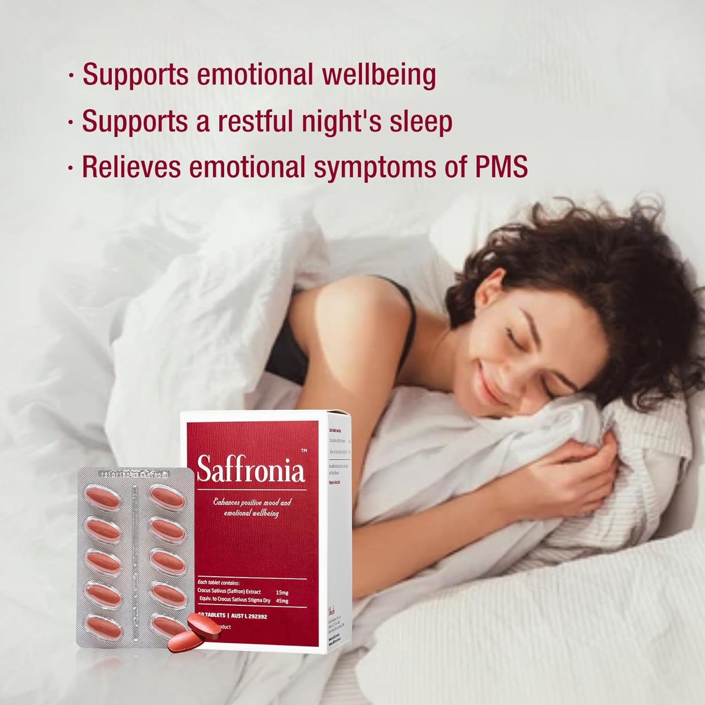 Unichi Saffron Supplement for Mood Balance Support, Stress Reduction and Deep Sleep Improvement, 60 Tablets