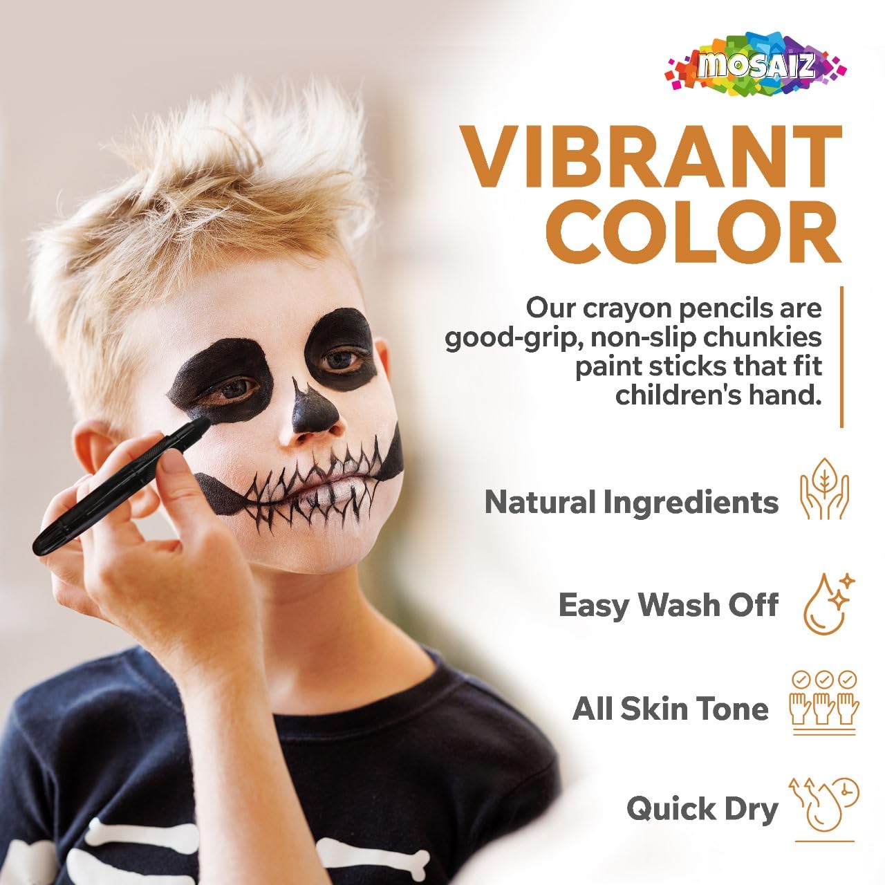 Mosaiz Face Paint Kits for Kids, 18 Colors Water Based Face Paint Kit, Twistable and Washable Paint Sticks for Festival, Birthday, Purim, Halloween, Cosplay Makeup and Body Paints for Adults