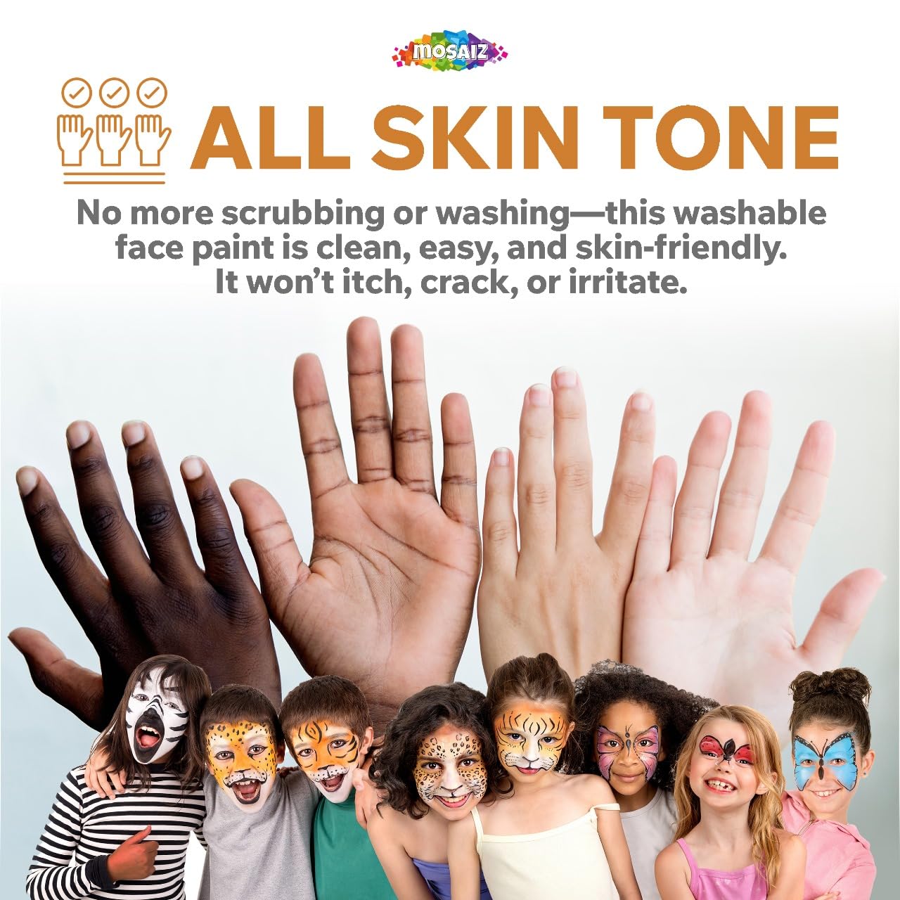 Mosaiz Face Paint Kits for Kids, 18 Colors Water Based Face Paint Kit, Twistable and Washable Paint Sticks for Festival, Birthday, Purim, Halloween, Cosplay Makeup and Body Paints for Adults