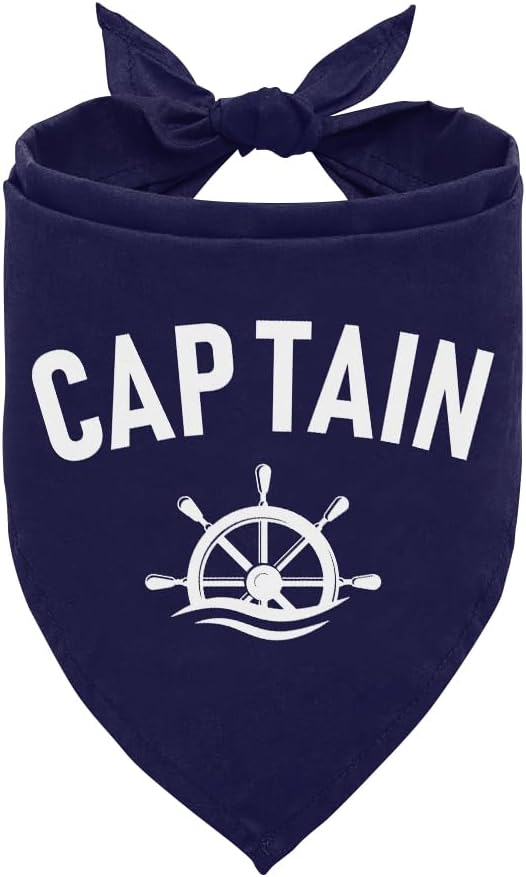 Captain Dog Bandana, Dark Blue Dog Bandana, Summer Bandanas for Dogs, Funny Dog Bandana, Dog Bandana for Small Medium Large Dogs, Pet Dog Triangle Scarf, Dog Scarf Accessories (D12)