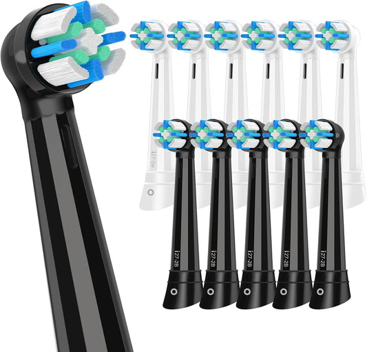 12 Pack iO Replacement Heads Compatible with Oral B iO, for Oral B iO 2/3/4/5/6/7/8/9/10 Series Electric Toothbrushes, Medium Softness for Protect Teeth and Gums, White/Black