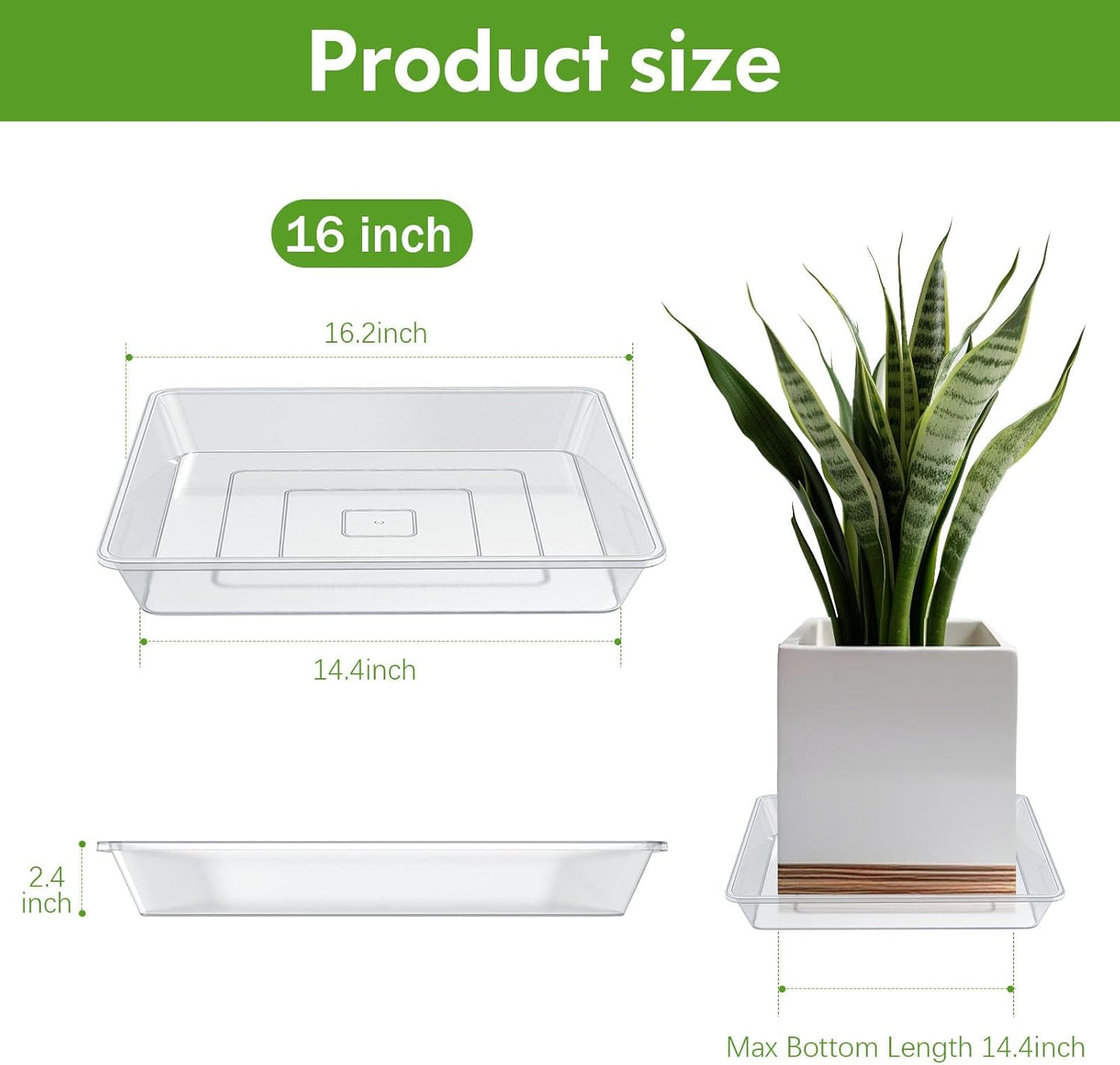 TAQIXI 6 Pack Square Clear Plant Saucer