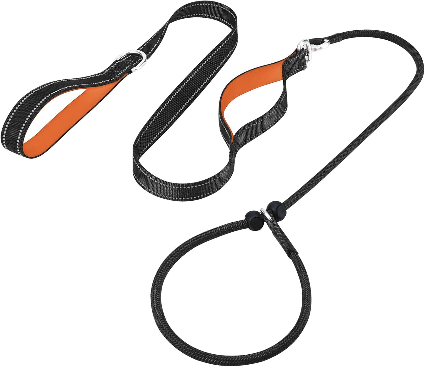 Aiyuda Tangle-Free Slip Lead for Dogs with Padded Traffic Handle, Reflective Dog Training Leash, 6ft Dog Leads for Walking, Double Handle Leash for Puppy, Small, Medium Dogs Under 40 LBS, Grey