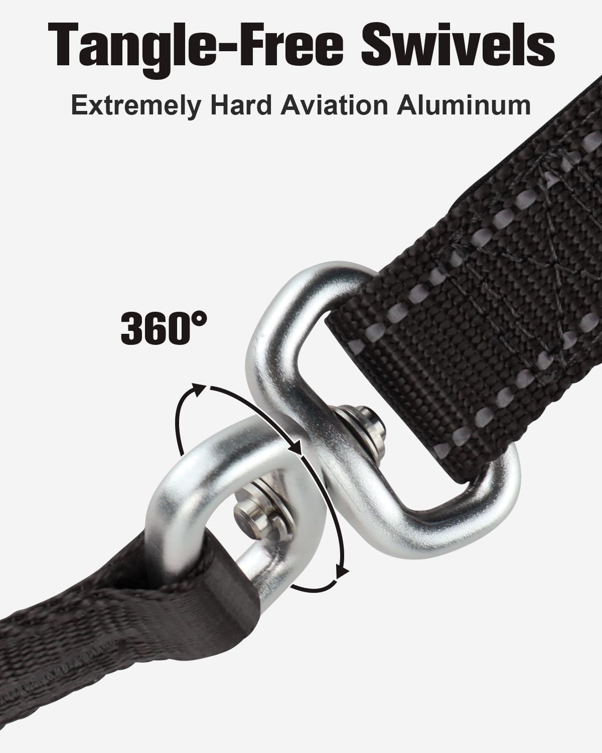 Aiyuda Tangle-Free Slip Lead for Dogs with Padded Traffic Handle, Reflective Dog Training Leash, 6ft Dog Leads for Walking, Double Handle Leash for Puppy, Small, Medium Dogs Under 40 LBS, Grey