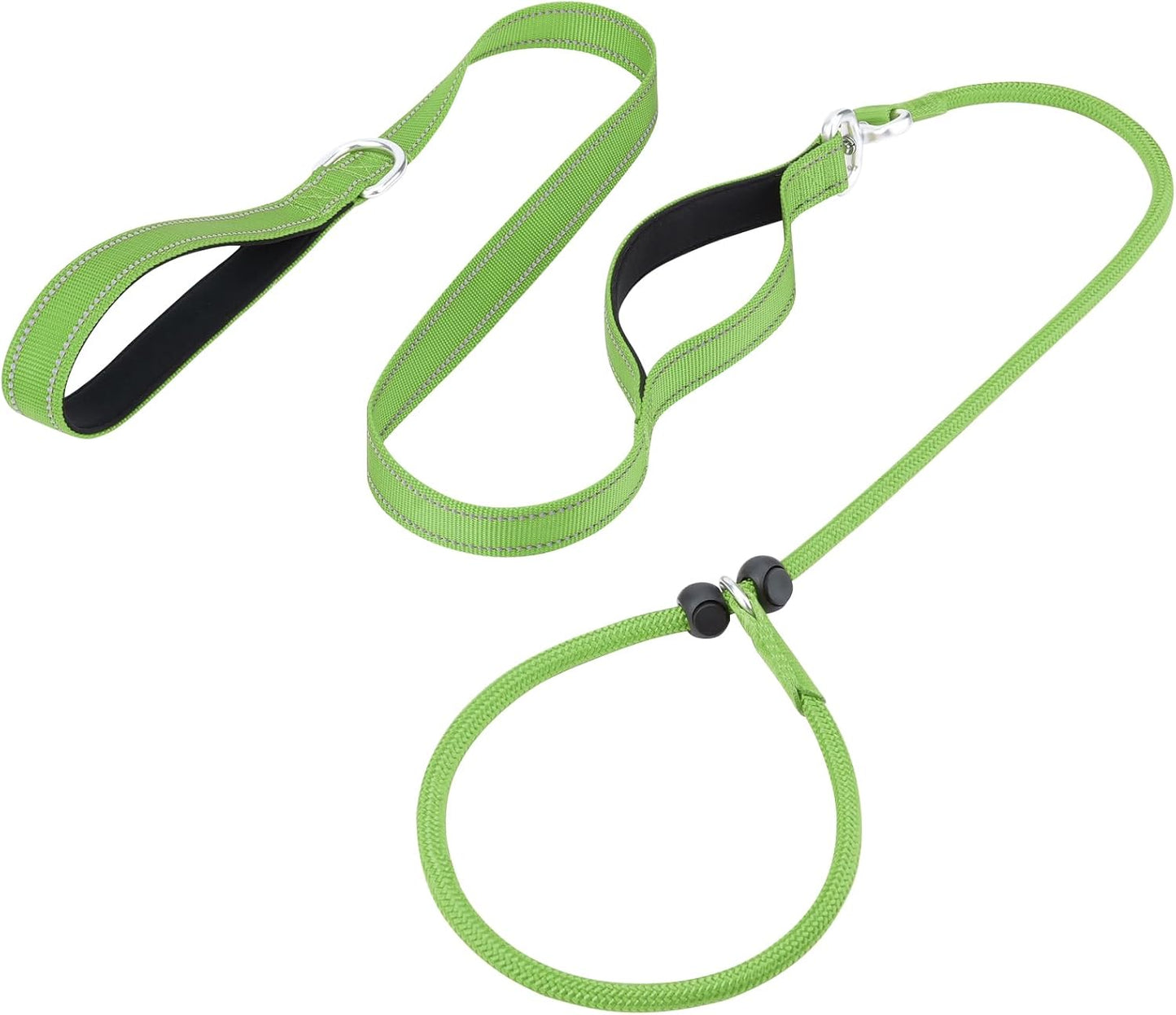 Aiyuda Tangle-Free Slip Lead for Dogs with Padded Traffic Handle, Reflective Dog Training Leash, 6ft Dog Leads for Walking, Double Handle Leash for Puppy, Small, Medium Dogs Under 40 LBS, Green