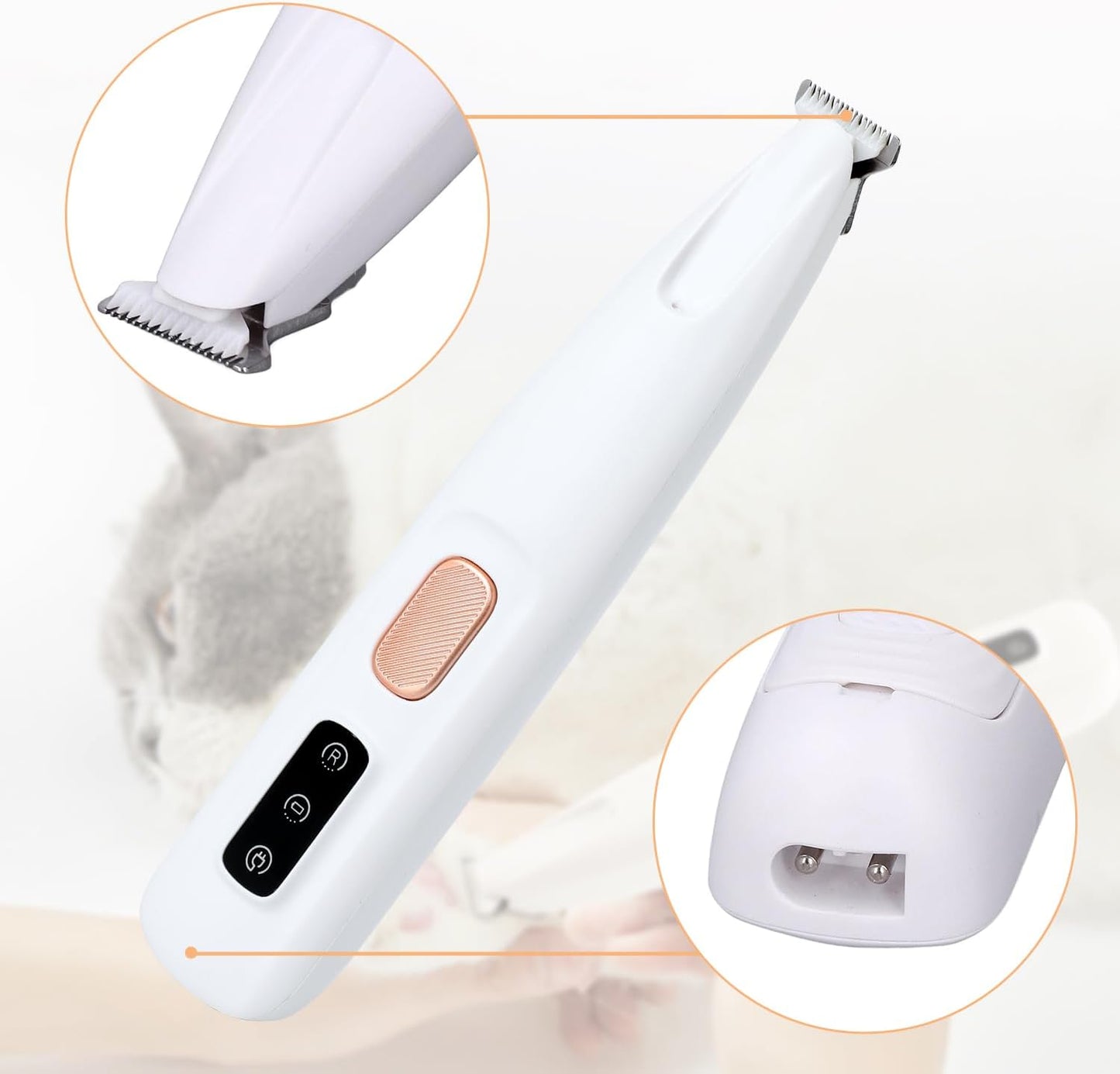 Dokwitz Electric Dog Trimmer for Paws with LED Light, Rechargeable, Low Noise, Waterproof Hair Clipper (White 1 Set)