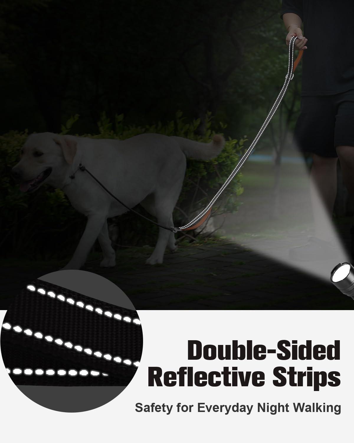 Aiyuda Tangle-Free Slip Lead for Dogs with Padded Traffic Handle, Reflective Dog Training Leash, 6ft Dog Leads for Walking, Double Handle Leash for Puppy, Small, Medium Dogs Under 40 LBS, Grey