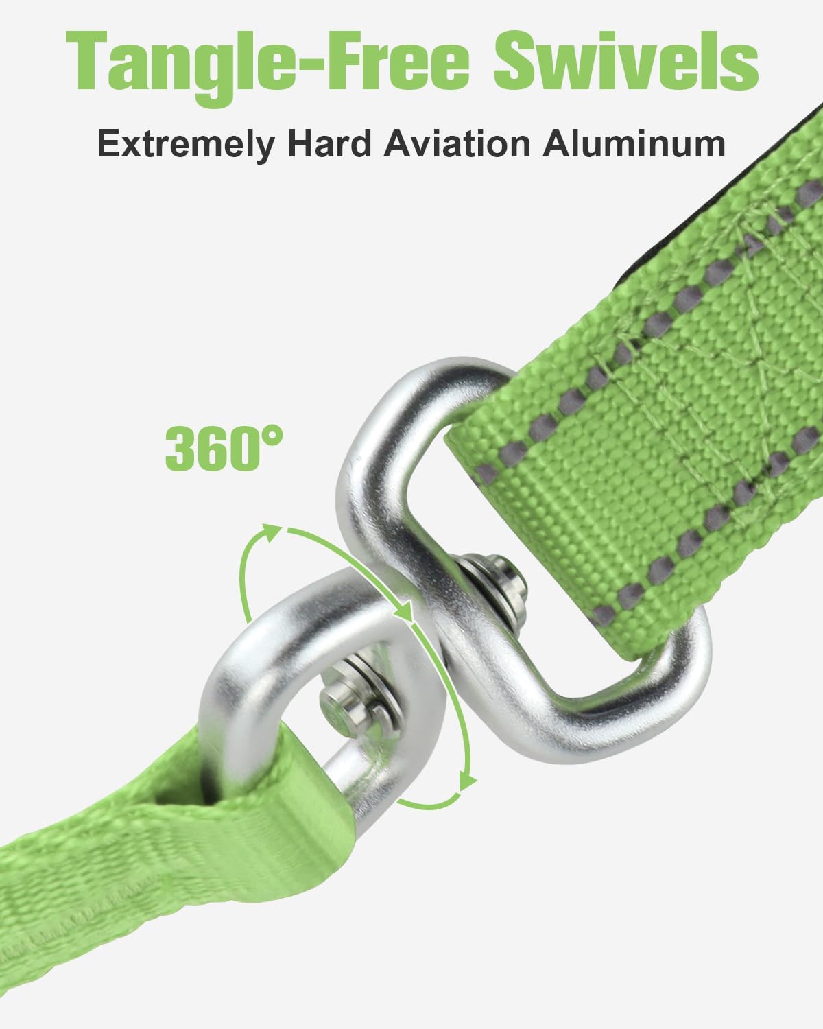 Aiyuda Tangle-Free Slip Lead for Dogs with Padded Traffic Handle, Reflective Dog Training Leash, 6ft Dog Leads for Walking, Double Handle Leash for Puppy, Small, Medium Dogs Under 40 LBS, Green