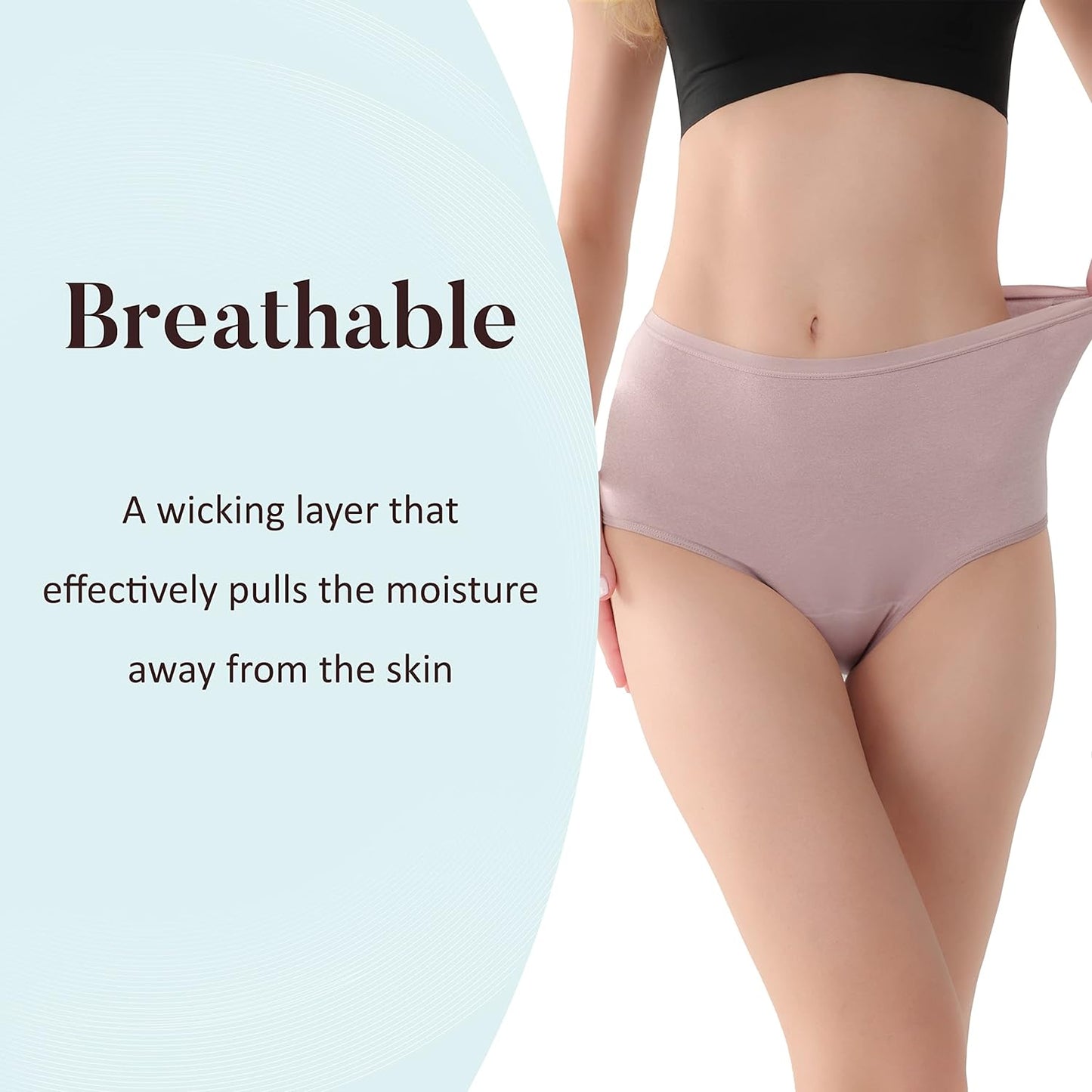 AIRCUTE Washable Urine Absorbency Incontinence Underwear for Women Bladder Leak Proof Cotton Panties 60ML 3 Pack(Black, Small)