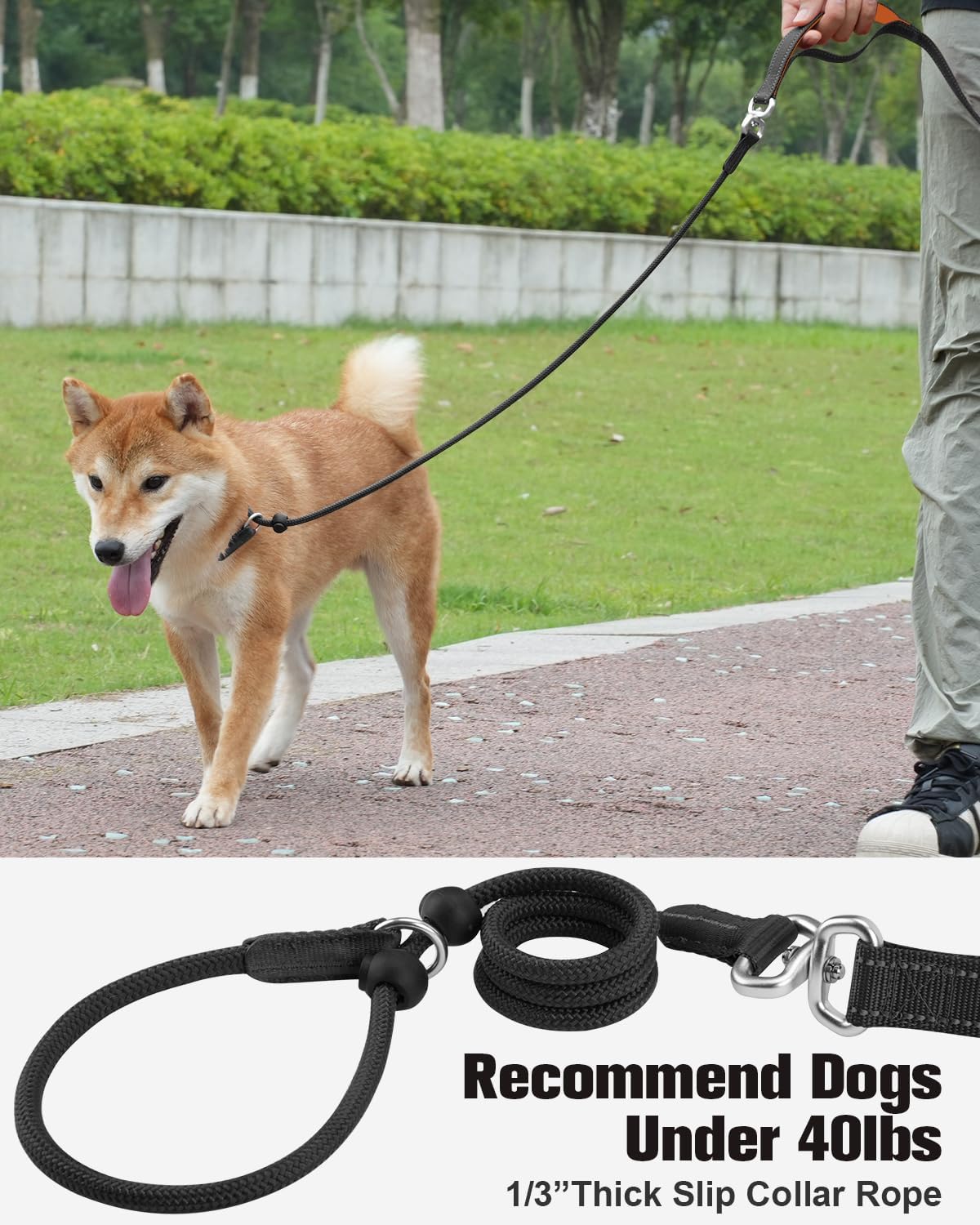 Aiyuda Tangle-Free Slip Lead for Dogs with Padded Traffic Handle, Reflective Dog Training Leash, 6ft Dog Leads for Walking, Double Handle Leash for Puppy, Small, Medium Dogs Under 40 LBS, Grey