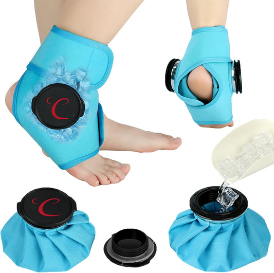 Comfytemp Ankle Ice Pack Wrap, Wearable Foot Ice Bags for Injuries Reusable, FSA HSA Eligible, 1H Long Lasting, Hot & Cold Therapy for Swelling, Achilles Tendonitis, Sprain, Arthritis, Athletes Foot