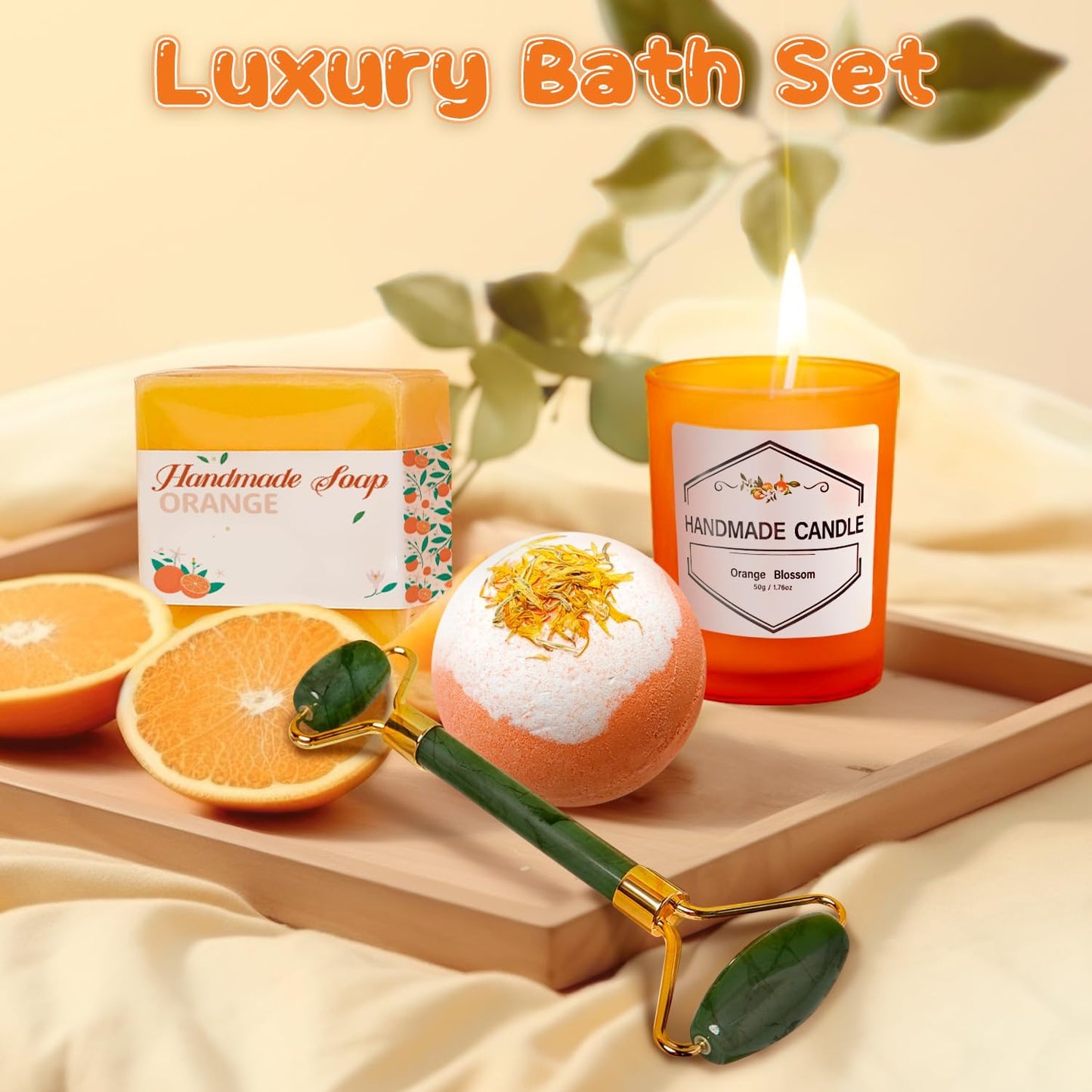 CORALMEE Care Package for Women - Get Well Gifts with Orange Fruit Themed, Thinking of You Gifts with Care & Concern Card Set, Perfect Self Care Gifts for Her, Mom, Sister, Girlfriend, Coworker, Wife