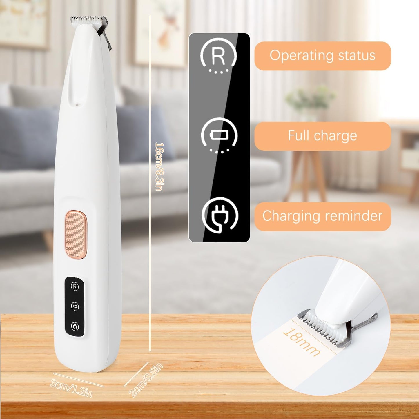 Dokwitz Electric Dog Trimmer for Paws with LED Light, Rechargeable, Low Noise, Waterproof Hair Clipper (White 1 Set)