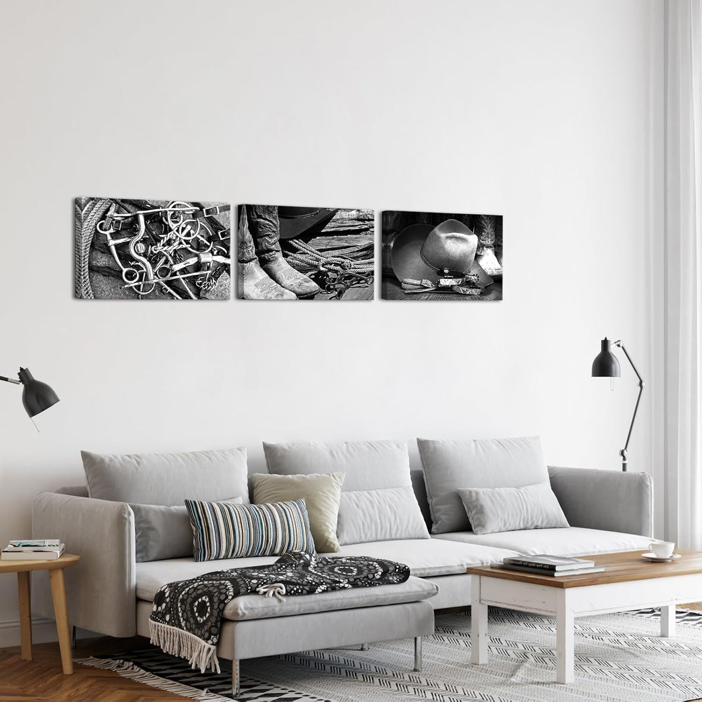 Kalormore 3 Piece Black White Western Wall Decor Rustic Farm Countryside Framed Artwork for Bedroom Living Room Ready to Hang (16"x24"x3pcs)