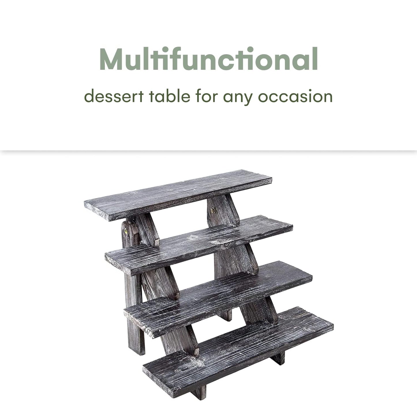 Hallops Rustic Cupcake Stand - Wooden Retail Table Display. Wood Cake Stand Display Table. Product, Food, Dessert, Pastry, Cookie, Merchandise, Market, Donut, Craft Show Tabletop Riser - Black