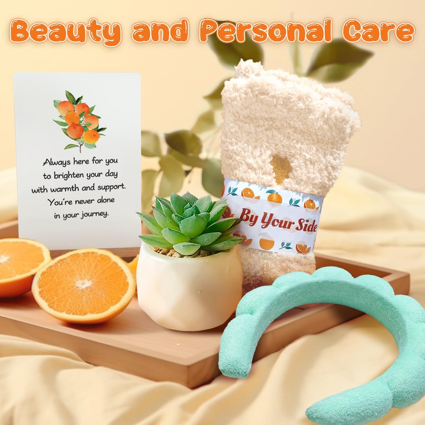 CORALMEE Care Package for Women - Get Well Gifts with Orange Fruit Themed, Thinking of You Gifts with Care & Concern Card Set, Perfect Self Care Gifts for Her, Mom, Sister, Girlfriend, Coworker, Wife