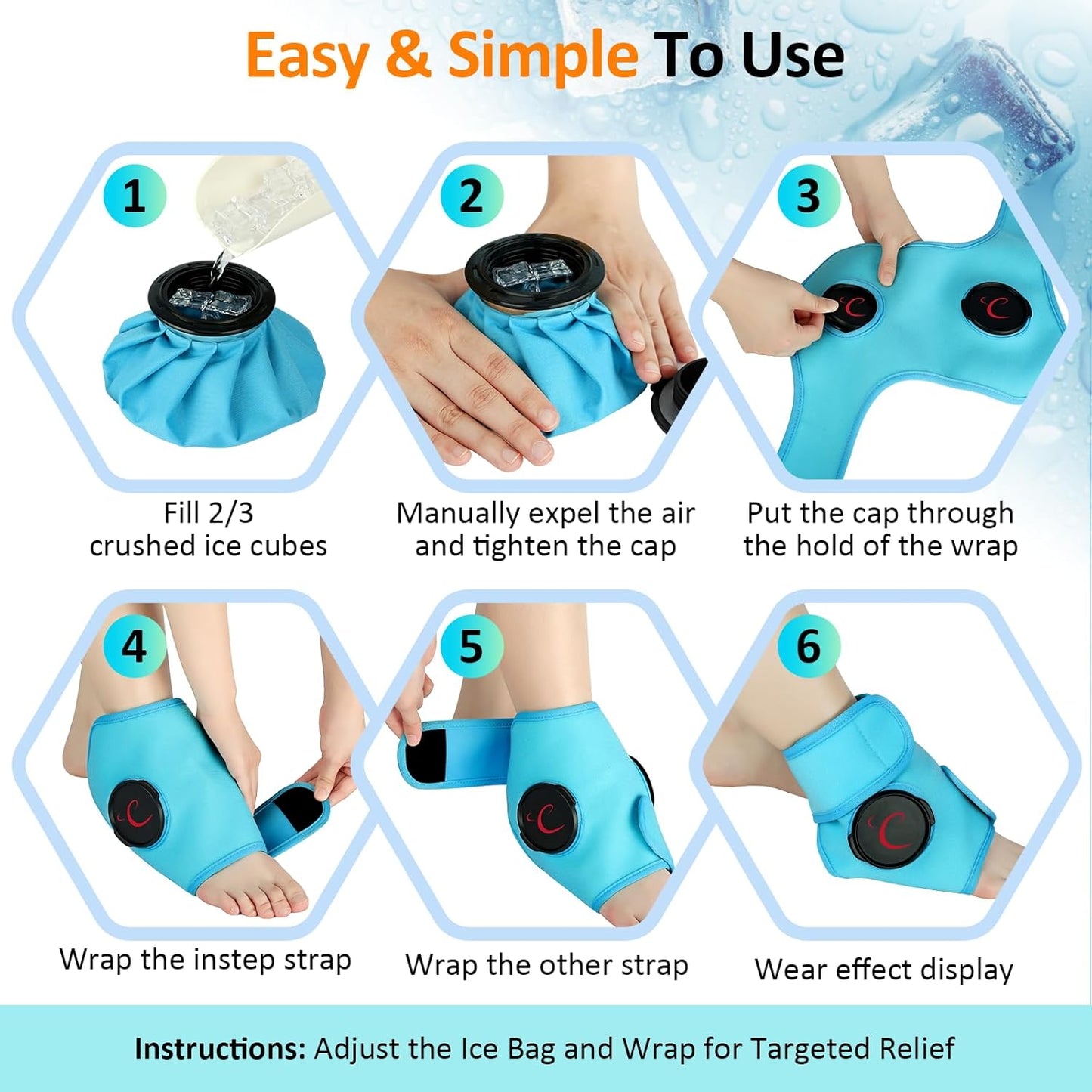 Comfytemp Ankle Ice Pack Wrap, Wearable Foot Ice Bags for Injuries Reusable, FSA HSA Eligible, 1H Long Lasting, Hot & Cold Therapy for Swelling, Achilles Tendonitis, Sprain, Arthritis, Athletes Foot