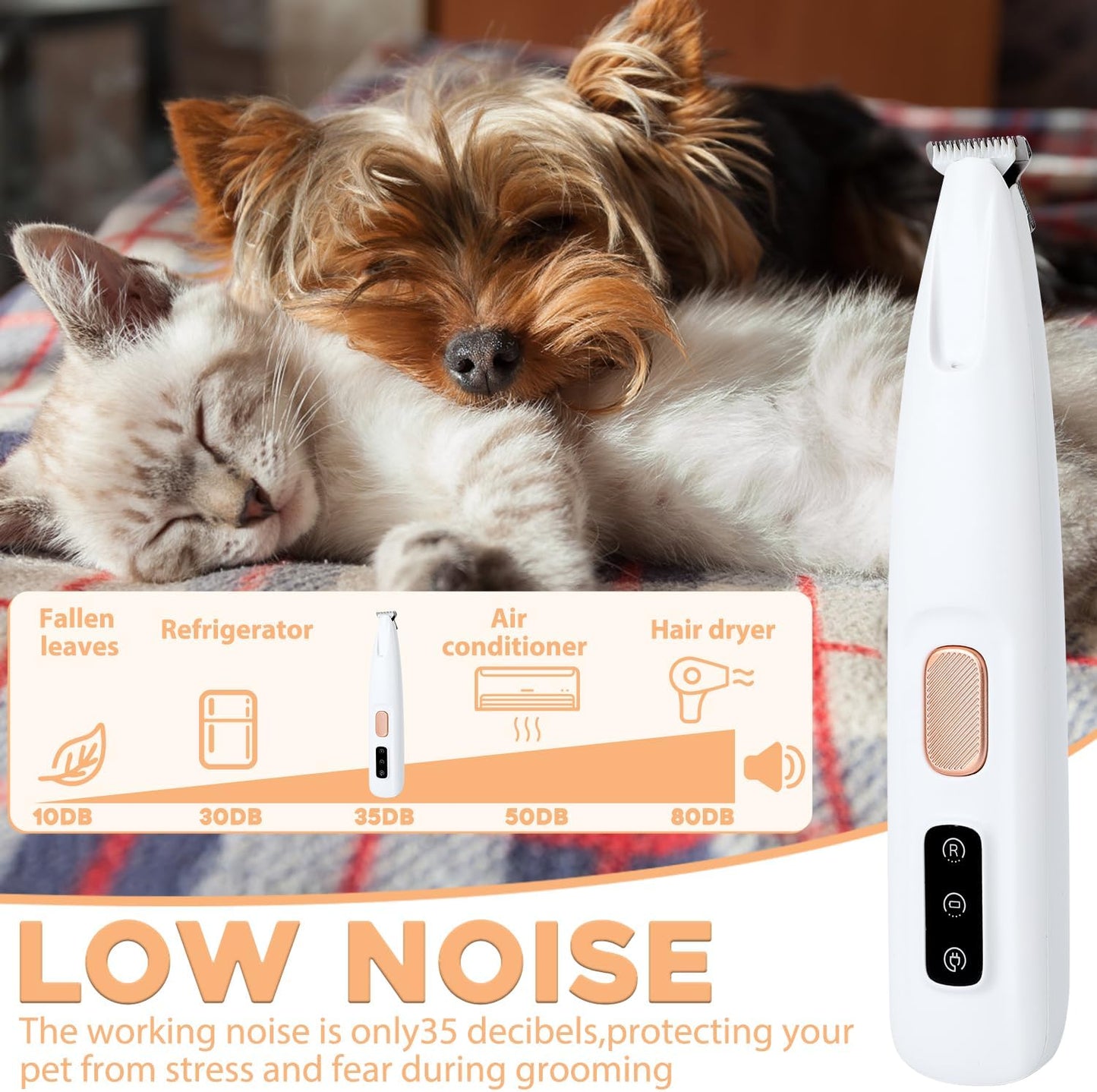 Dokwitz Electric Dog Trimmer for Paws with LED Light, Rechargeable, Low Noise, Waterproof Hair Clipper (White 1 Set)