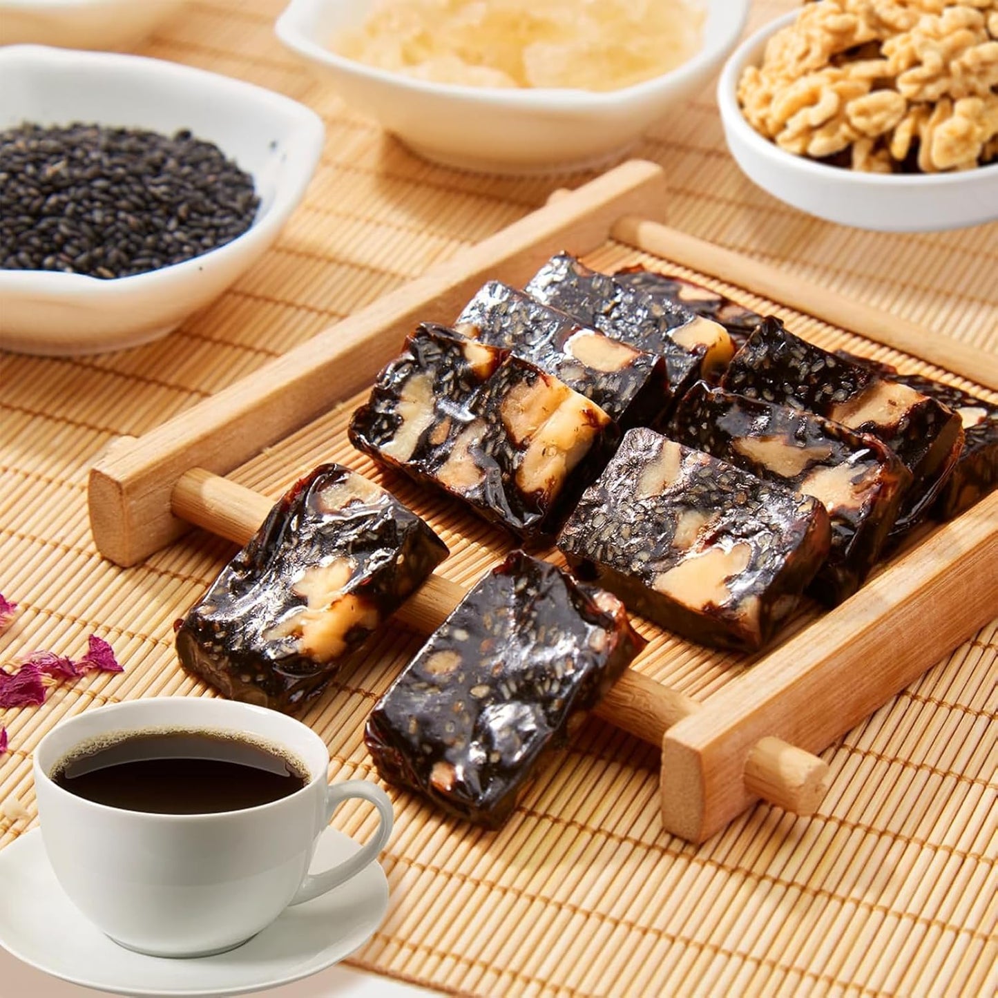 Black Sesame Protein Bar Colla Corii Asini Walnut Cake, Meal Replacement High Protein Snack Used to fight anemia and regulate blood circulation,Handmade, 240g (8.5oz) æ»‹é˜´è¡¥è¡€ å…»è‚¾å›ºç²¾ å®˜æ–¹æ——èˆ°æ­£å“�