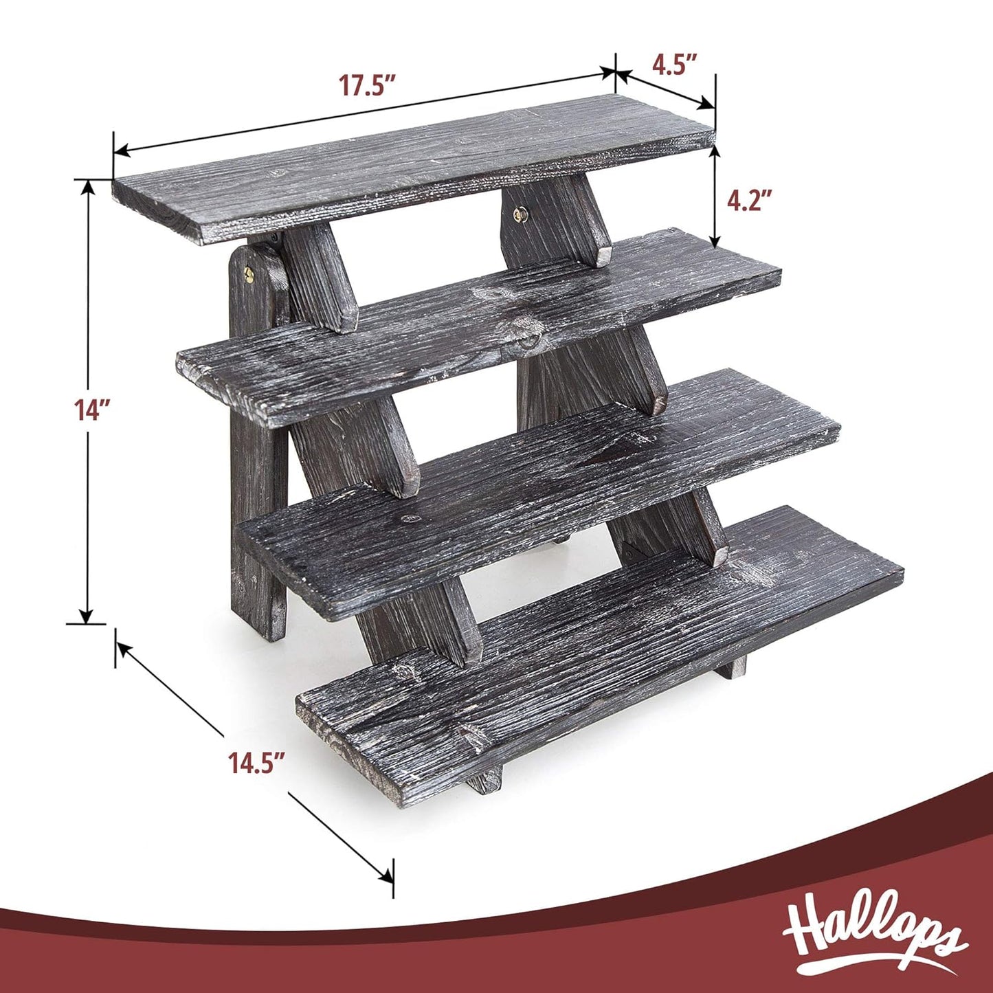 Hallops Rustic Cupcake Stand - Wooden Retail Table Display. Wood Cake Stand Display Table. Product, Food, Dessert, Pastry, Cookie, Merchandise, Market, Donut, Craft Show Tabletop Riser - Black
