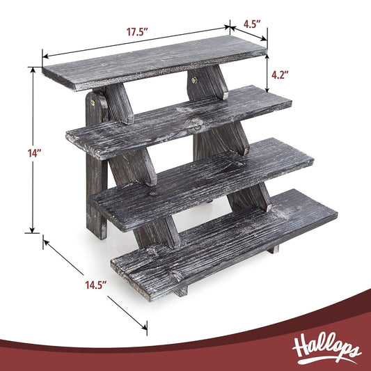 Hallops Rustic Cupcake Stand - Wooden Retail Table Display. Wood Cake Stand Display Table. Product, Food, Dessert, Pastry, Cookie, Merchandise, Market, Donut, Craft Show Tabletop Riser - Black