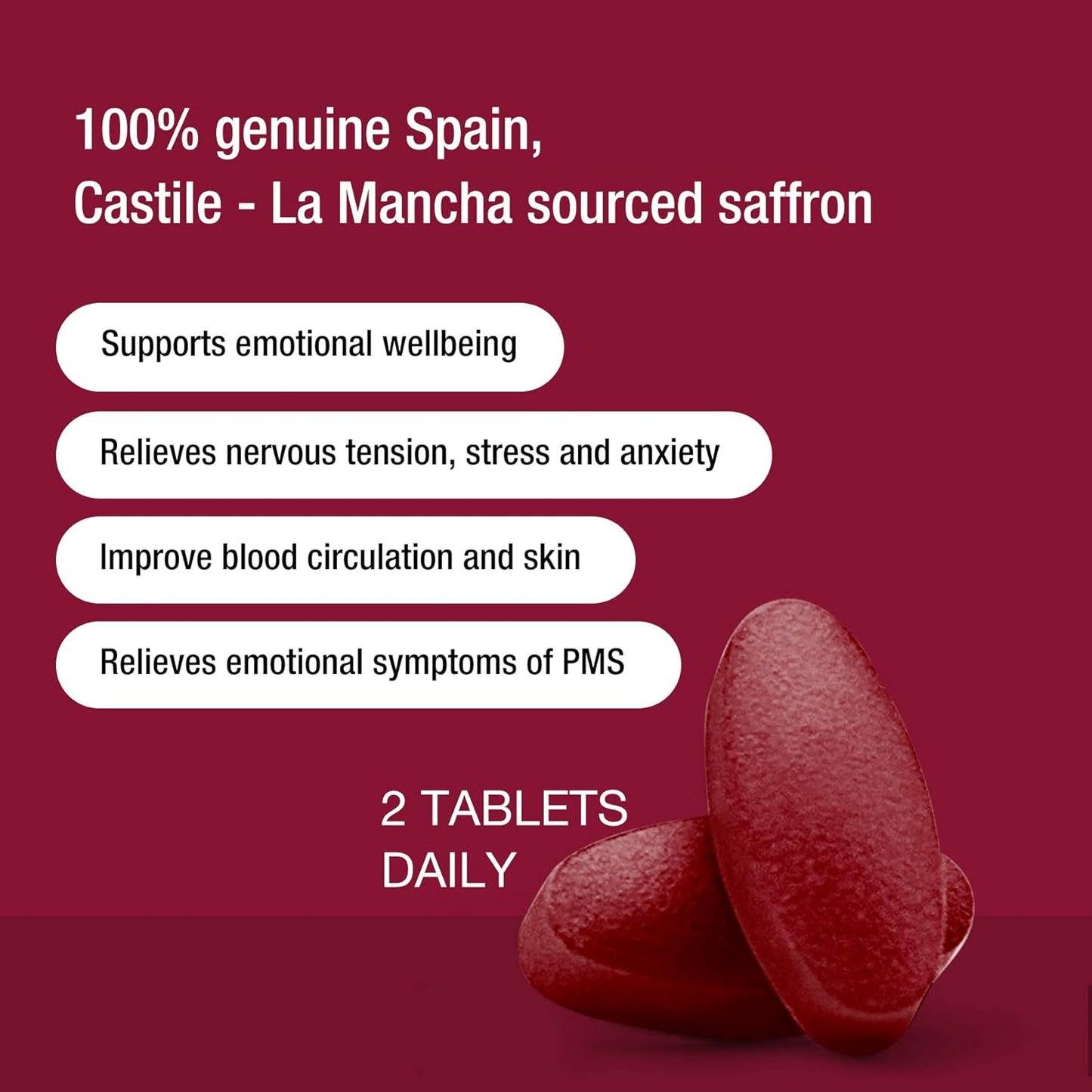 Unichi Saffron Supplement for Mood Balance Support, Stress Reduction and Deep Sleep Improvement, 60 Tablets
