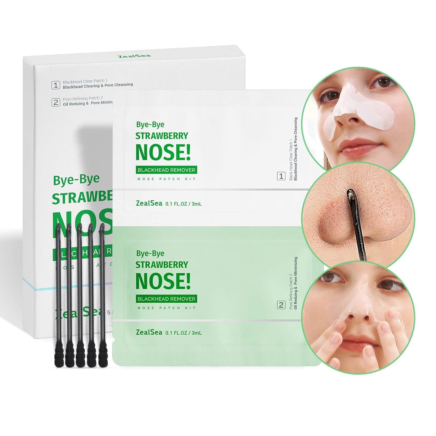 ZealSea New Blackhead Strips kit, Nose for Remover,Deep Cleaning Pore by Gently dissolve and export blackheads reject physical Tearing pore enlargement