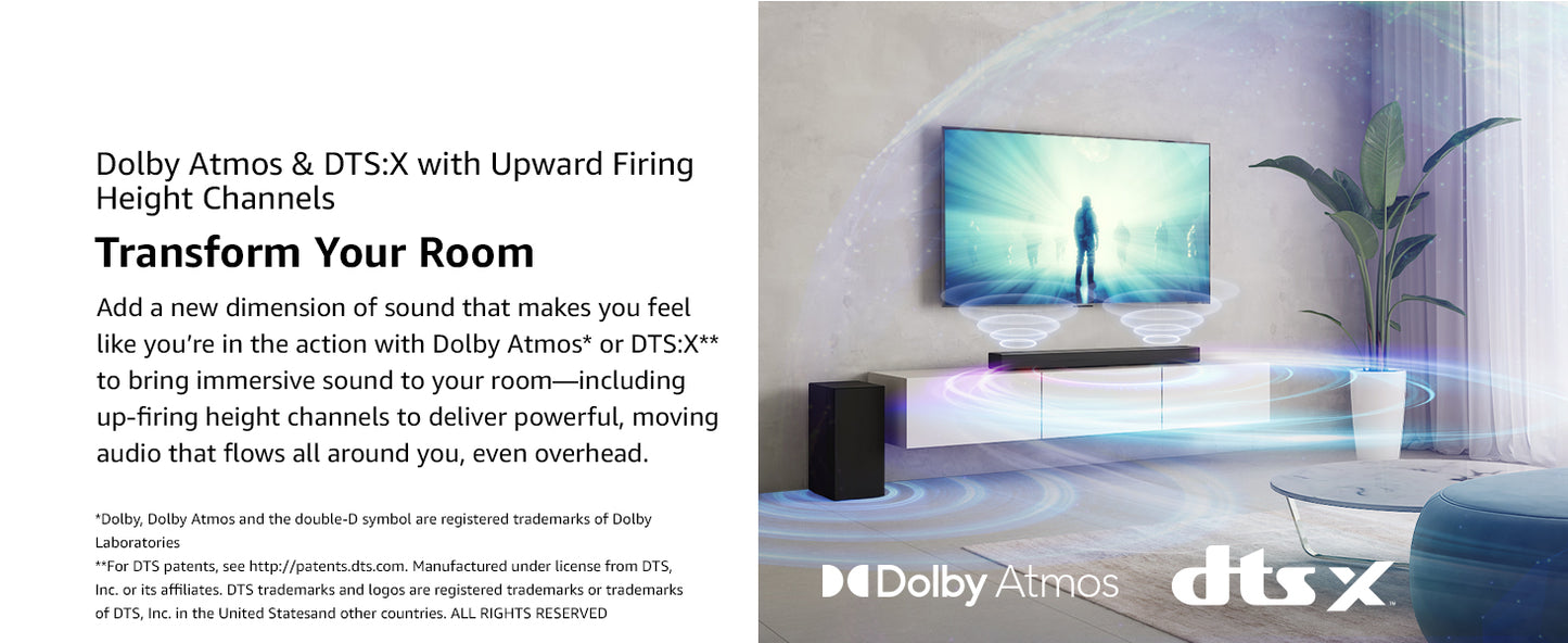 LG S75Q 3.1.2ch Sound bar with Dolby Atmos DTS:X, High-Res Audio, Synergy TV, Meridian, HDMI eARC, 4K Pass Thru with Dolby Vision Black