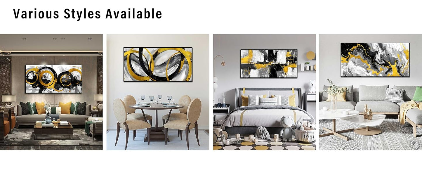 Abstract Canvas Wall-Art for Living Room - Abstract Wall Decor for Bedroom with Black Wooden Frames Size 24"x 48"